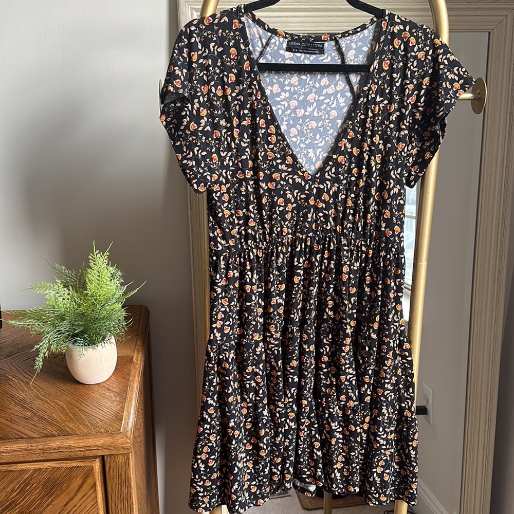 Urban Outfitters Black Floral Mini Dress
